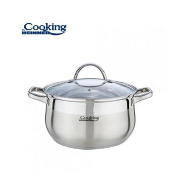 Semioala cu capac Amira Cooking By Heinner, Inox, 24 x 13.5 cm, 6.1 L