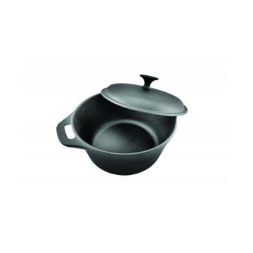 Semioala fonta pura cu capac 24x10.8 cm, 3.8l, Cooking by Heinner
