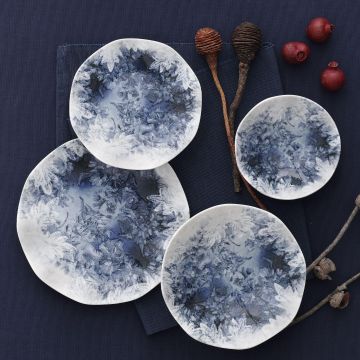 Serviciu de masa, Set 24 piese pentru cina, Portelan, Albastru