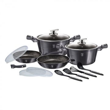 Set 13 piese oale marmorate CARBON PRO BERLINGER HAUS aluminiu forjat antiaderent