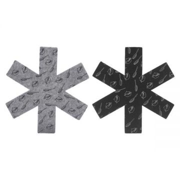 Set 2 bucati protectii din poliester pentru vase si tigai, gri/negru