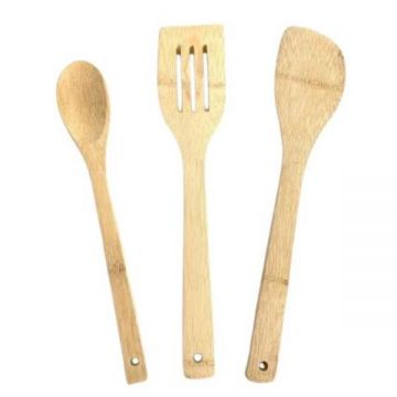 Set 3 ustensile de bucatarie, bambus, 30 cm