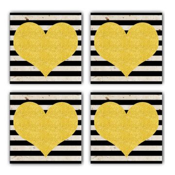 Set 4 suporturi de pahar TBA426789100, Taylor, 10x10x1 cm, piatra, multicolor