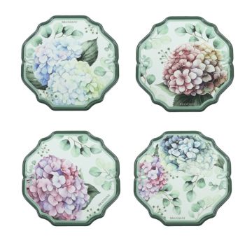 Set 4 suporturi de pahare, Flora, Brandani, 12 cm, ceramica/pluta