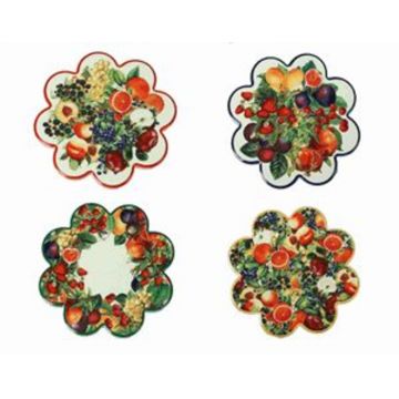 Set 4 suporturi de pahare, Le Primizie, Brandani, 11x11 cm, ceramica/pluta