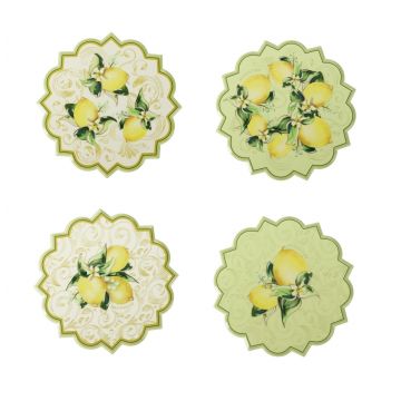 Set 4 suporturi pentru pahare Limoni, Brandani, 10.5 x 10.5 cm, ceramica
