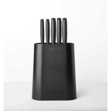 Set 5 cutite cu suport, Brabantia, Tasty+, 18.9x8.9x33.5 cm, plastic/otel, gri inchis