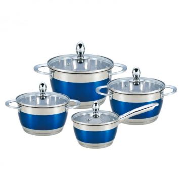 Set 8 piese cratite Bohmann, Capacitate 1.8 2.5 3.5 5.9L, Albastru