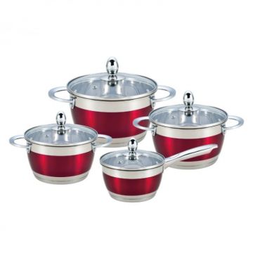 Set 8 piese cratite Bohmann, Capacitate 1.8 2.5 3.5 5.9L, Rosu