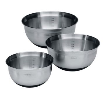 Set boluri mixare 3 piese, Brabantia, Matt, 1L, 1.6 L, 3 L, inox, argintiu mat