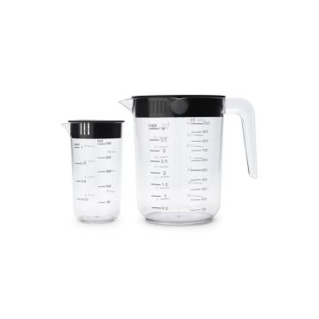 Set cana gradata pentru masurat 2 piese, Brabantia, Tasty+, 1 L, 250 ml, plastic, gri inchis