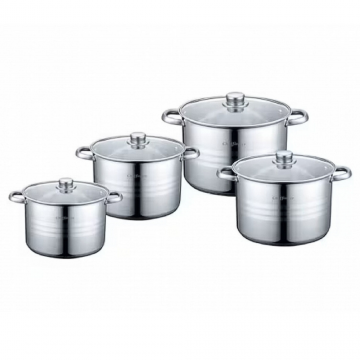 Set de 8 Piese  cu capac de sticla compatibil inductie ,   Capacitati mari