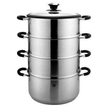Set oale 5 piese pentru gatit la aburi Zokura Z1253, inox, 28cm/7,6L