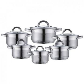 Set oale inox, 12 piese, Bohmann BH0717N, Capacitate 2.1L,2.9L,2.9L,3.9L,3.9L,6.5L