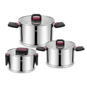 Set oale inox cu capac, 6 piese, Zass Gourmet ZG-SCS 04 (Inox)