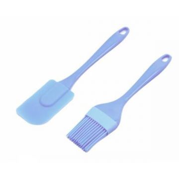 Set pensula si spatula, silicon, albastru, 22x5 cm