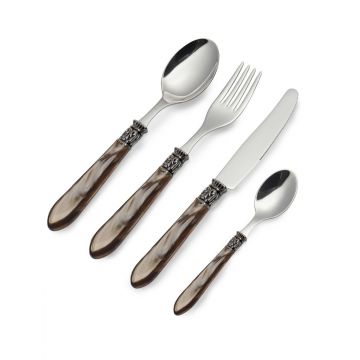 Set tacamuri 16 piese, Moka Nuance, Brandani, inox, maro