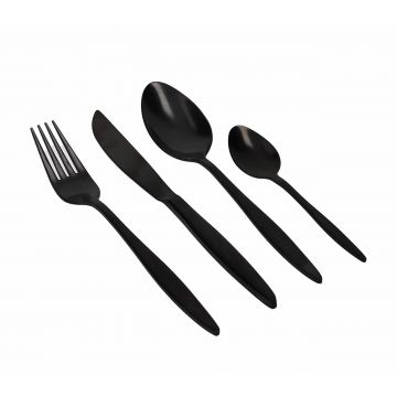 Set tacamuri 16 piese, Stretch Black, Brandani, inox, negru
