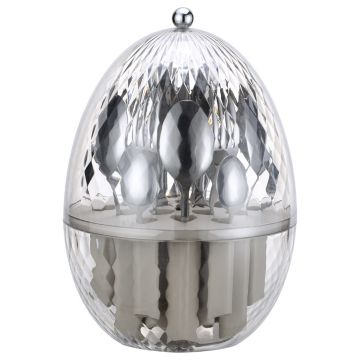 Set tacamuri 24 piese cu suport rotativ, Revolving Egg, Brandani, 20x30 cm, inox