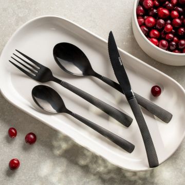 Set tacamuri pentru 6 persoane Streamline, Homla, 24 piese, inox, negru