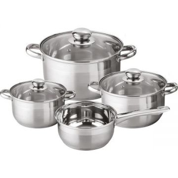 Set vase de gatit Michelino, 7 piese, otel inoxidabil, inductie, argintiu