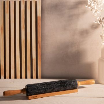 Sucitor Marble, Homla, 45 cm, marmura/lemn, negru/natur