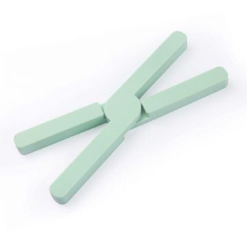 Suport pliabil din silicon pentru vase fierbinti eMazing, portabil, usor de depozitat, rezistent la temperaturi foarte ridicate, 14.5 x 7.5 x 1.6 cm, antialunecare, verde