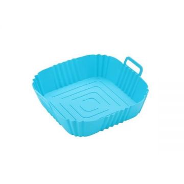 Tava silicon pentru Air Fryer, patrata, multicolor, 20x20x6.5 cm