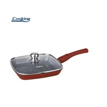 Tigaie grill aluminiu cu capac 28x4 cm, Calabria, Cooking by Heinner