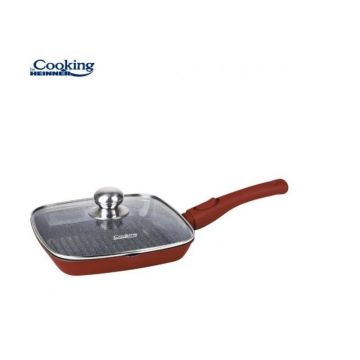 Tigaie grill aluminiu turnat cu capac 24x4 cm, Calabria, Cooking by Heinner