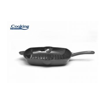 Tigaie grill fonta emailata  26.5 x 4.5 cm, Marble Grey, Cooking By Heinner