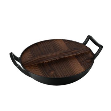 Tigaie wok din fonta BBQ, 30x9 cm
