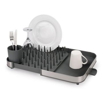 Scurgător de vase gri ajustabil din oțel inoxidabil 35x39 cm Duo – Joseph Joseph