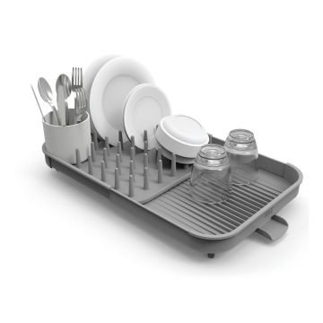 Scurgător de vase gri ajustabil din plastic 34x37 cm Duo – Joseph Joseph