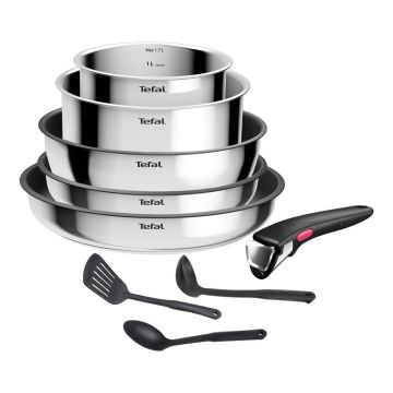 Set de vase pentru gătit 9 buc. din aluminiu INGENIO Cook Eat L881S904 – Tefal
