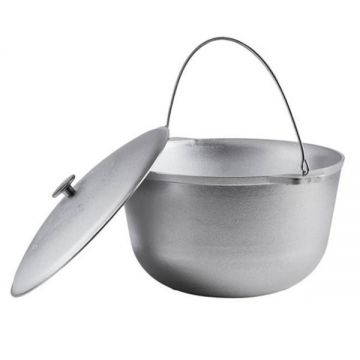 Ceaun Aluminiu Alimentar 5 L cu Capac, Inteliced&reg; &ndash; Turnat in Matrite de Racire, Fund Plat Gros, Curatare Rapida