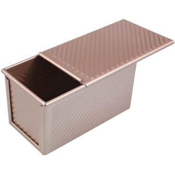 Forma de Copt Paine Antiaderenta cu Capac, 550 g, Auriu Roz, Newalor