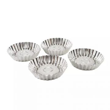 Forme pentru Tarte Fructe, 10.5 x 2.5 cm, 4 Bucati, Tinichea