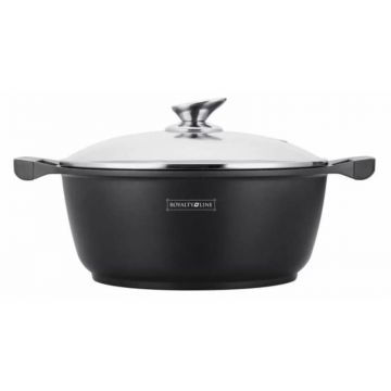 Oala Antiaderenta din Marmura cu Capac din Sticla, 24 cm, 3.8 l, Royalty Line