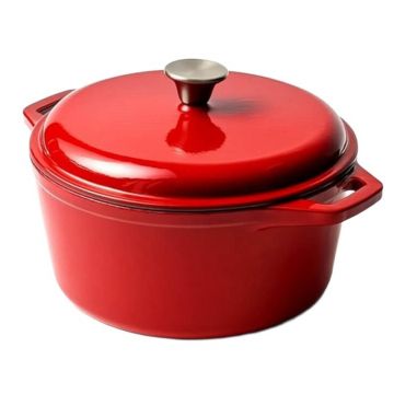 Oala din Fonta Smaltuita, 26 cm, 5 l, Rosie, Newalor