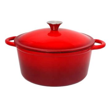 Oala din Fonta Smaltuita, 26 cm, 5 l, Rosie, Newalor