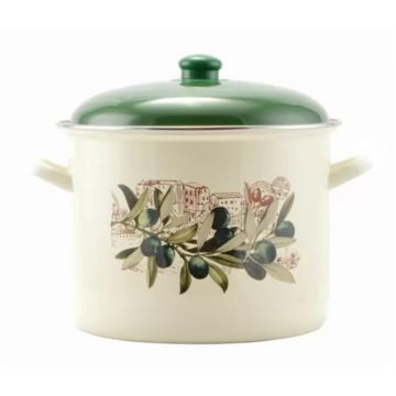 Oala Emailata cu Capac Oliva, 26 cm, 10.4 l, Perfect Home