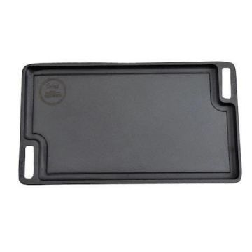 Plită Grill din Fontă cu Două Fețe, 45x25 cm – Ideală pentru Gătit pe Foc sau Aragaz