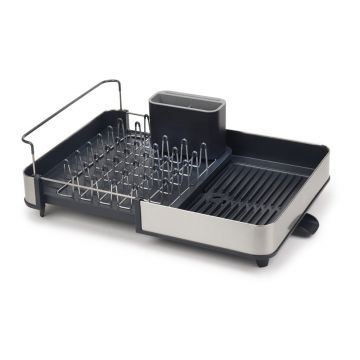 Scurgător de vase gri închis ajustabil din oțel inoxidabil 36x32 cm Extend Steel – Joseph Joseph