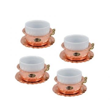 Set 4 Cesti de Cafea din Cupru+Portelan, 200ml