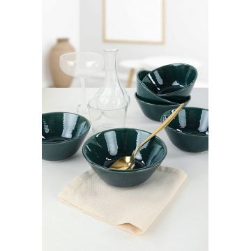Set boluri ceramice, Hermia, 275KRM1253, 450 ml, Verde inchis