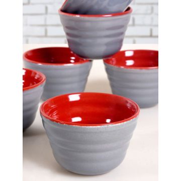 Set boluri ceramice, Hermia, 275KRM1485, Antibacterian, Gri/Roșu