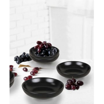 Set boluri ceramice pentru sos, Hermia, 275KRM1679, Antibacterian, Negru mat