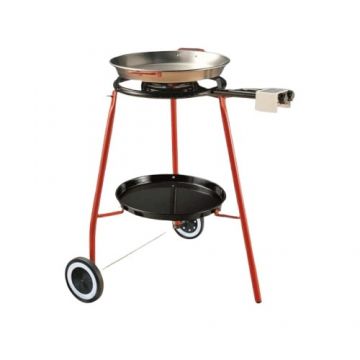 Set Profesional pentru Paella, Andreu – Arzător cu Roți și Tigaie Lucioasa 46 cm