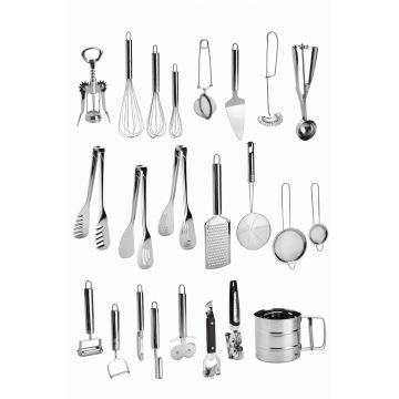 Set ustensile de bucatarie, Hermia, 196RWE4123, Set de ustensile de bucătărie (23 de piese), Argintiu